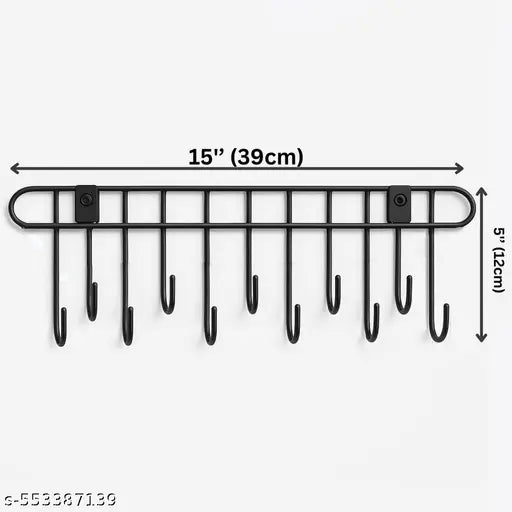Simple look Metal premium key Holder For home / office / kitchen / key holders Key holder/stand Kitchen Utensil hanger drill free wall mounted with 11 Hooks/ Kitchen rack stand