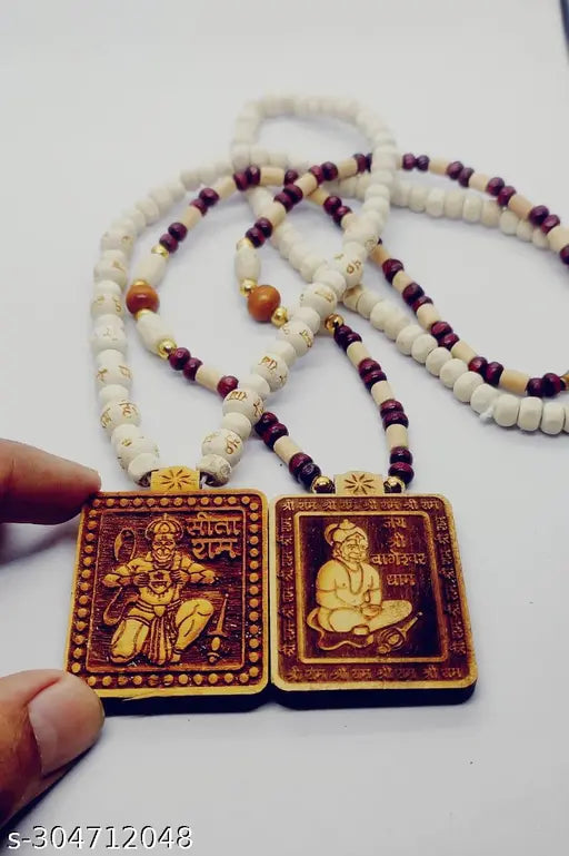 Bachapan Pack of 2 pcs origenal  hanuman ji mala Shri Bageshwar Dham Sarkar Original & Natural Wood Tulsi Kanthi Mala With Shri Hanuman Ji Pendant Locket for Men and Women Tulsi Mala is a traditional garland of Tulsi leaves.