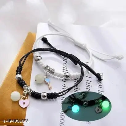 Ru Collection Presents ✨Glow-in-the-Dark Lock & Key Couple Bracelet | Handmade Adjustable Matching Friendship Bracelets for Love & Best Friends