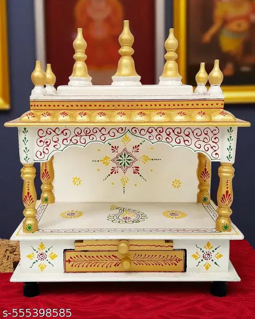 Indian Wood Arts Wall Mounted Wooden Temple – Perfect for Daily Worship at Home
