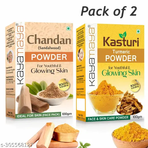 Kayamaya Kasturi Haldi + Sandalwood Face Powder - Combo  (200 g)