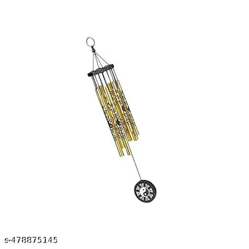 Feng Shui Yin Yang Vastu Five Pipe Wind Chime for Balcony Window and Yin Yang Wind Chime Positive Energy 5 Pipe Gold Color