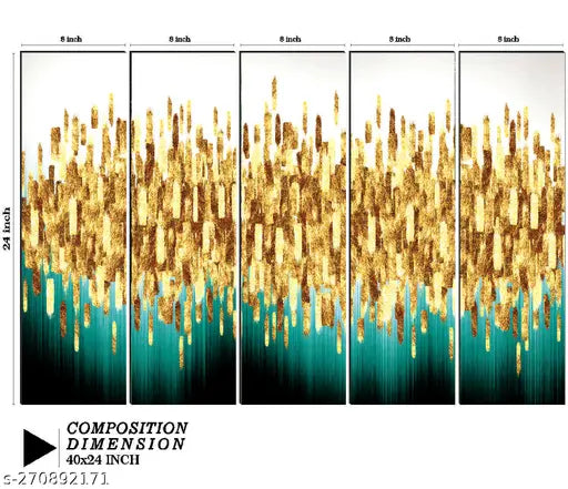 1Artofcreation Set of 5 modern art 6MM MDF large Premium Panel wall painting 24 Inch x 40 Inch