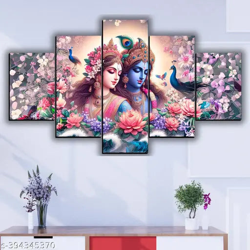 JB Creations Radha Krishna Painting for Home Decor, Bedroom, living Room and For Gifts Digital Reprint 18 inch x 30 inch Painting (Without Frame, Pack of 5)