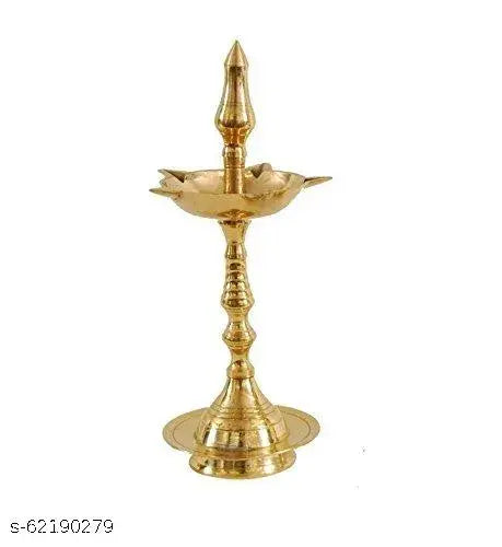 CraftVatika Brass Fancy Kerala Diya Oil Lamp Stand for Puja Home Decoration Items Temple Festival Gifts Indian Puja Articles Decor