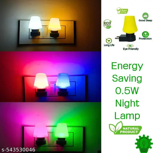 Umbrella Shape Night Lamp 0.5W Home Decor Room Light For Bedroom With 2 Pin Jack (Set of -6)