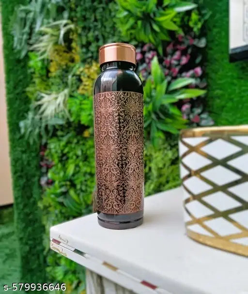 SUN INDIA COPPER 100% PURE COPPER WATER BOTTLE 1000ML SET OF 1 | Printed Copper bottle | Office bottle | Gym/Yoga bottle | designer copper bottle