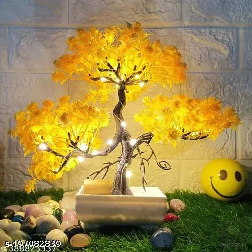 LED YELLOW Blossom Bonsai Tree Lamp - Decorative Light for Home & Office". (YELLOW 24 CM)