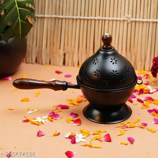 New Metal Incense Burner Loban Dani Dhoop Dani Aarti Metal Loban Dhoop Dani/Dhoop Dani Burner for Home Office Temple Puja(Round)