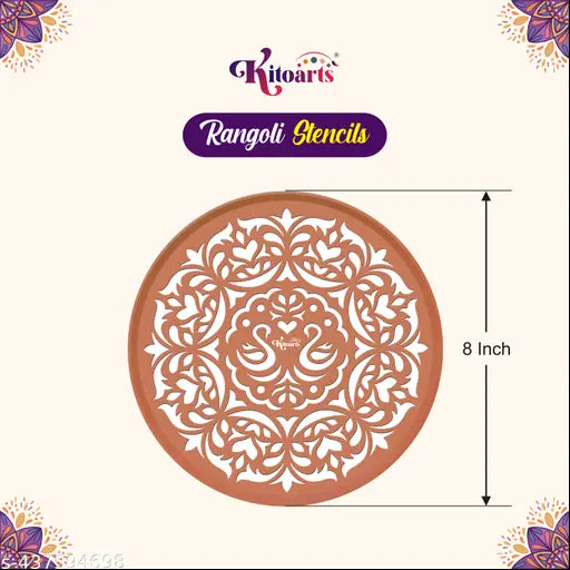 Kitoarts Rangoli Stencils, Round 8 Inches,  Kolam Stencils, Rangoli Tools, Stencils for Craft and Art, Rangoli Kit, Rangoli Making Tools Kit, Rangoli Maker, Rangoli Stencils for Door Entrance, Muggu Stencils For Floor