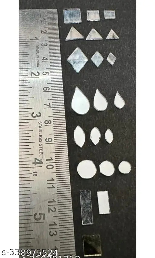 21 shape of mirror craft kit for jawellary macking kit or stationary use and also crafting work with uniqe 21 design total - 2100 pcs each shape 100 pcs.