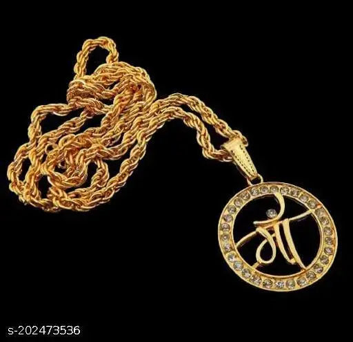 Treanding stylish new hindu religious Gold plated MAA symble locket with gold chain pandent nacklace for boy/men and girls//women