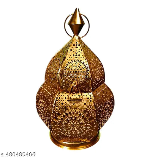 Moroccan Lamp | Best Lantern for Wedding Décor | Pooja Room Decoration | Gold Metal Electric Aroma Diffuser with 10ml Aroma Oil & 2 Extra Bulbs | Home & Festive Lighting