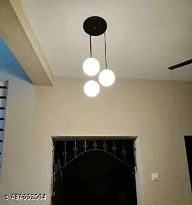 The Royal  3 Milky Doom Hanging Luster Light Pendants Ceiling Lamp (White) Ceiling Light Ceiling Lamp  (Multicolor)