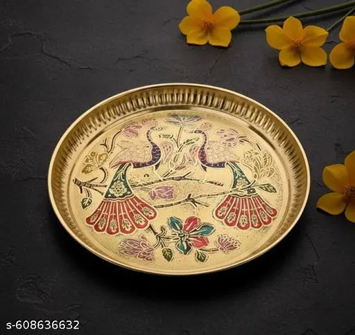 Galaxygift ( 7 INCH )Brass plate for puja | Pooja items for Pooja Room | brass plates | pooja plate | Brass Pooja Thali)Brass plate for puja | Pooja items for Pooja Room | brass plates | pooja plate | Brass Pooja Thali / / BRASS PLATES 100% PURE BRASS