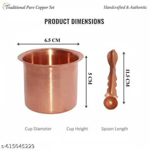 DHARTI MART  Pure Copper Panchapatra Udharini Set with Anchmani Spoon