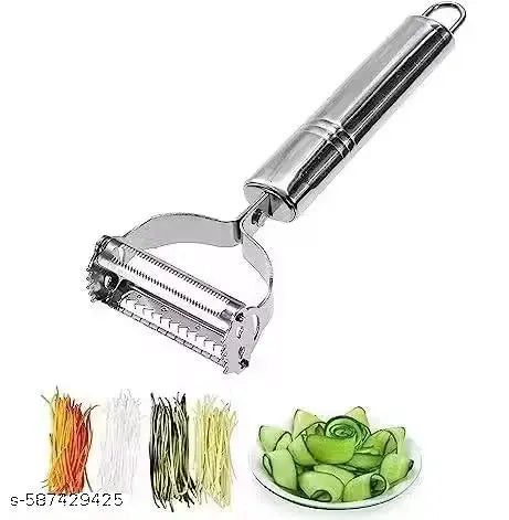 2 in 1 peeler, julienne vegetable cutter, stainless steel slicer, potato peeler, fruit cutter, veggie shredder, salad maker tool, multifunctional kitchen gadget, cucumber peeler, carrot slicer,