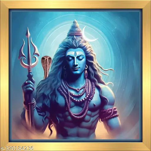 Anaadi Lord Shiv Ji | Mahadev Wall Painting With Frame | Photo Frame For Home | Living Room | Drawing Room & Office Wall Décor & Gifting (17.9cm X 17.9cm) (SSPP-M2)