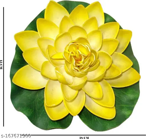 Floating Lotus yellow Assorted Artificial Flower  (7 inch, Pack of 1, Single Flower)