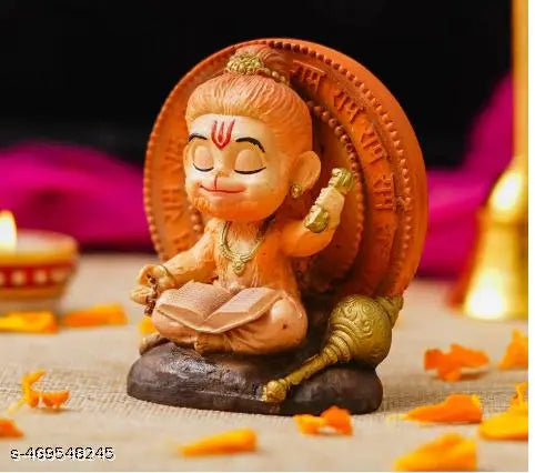 Mini Bal Bhajan Hanuman Idol – Meditation Bajrangbali Bhagwan Murti for Home Temple, Car Dashboard & Showpiece