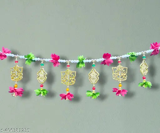 SND Craft Handmade Colorful Ganesh and Kalash Flower Wall and Door Hangings toran for Home /Wedding Decoration | Diwali Festive Decoration Temple, Pooja Room Decoration | Festival Decoration toran for Home | Pack of 1.