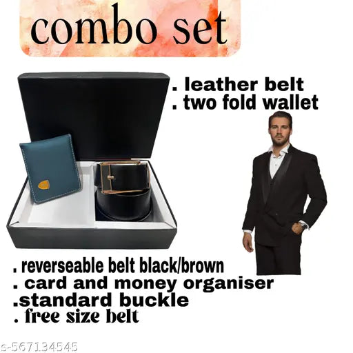 Combo leather belt and wallet