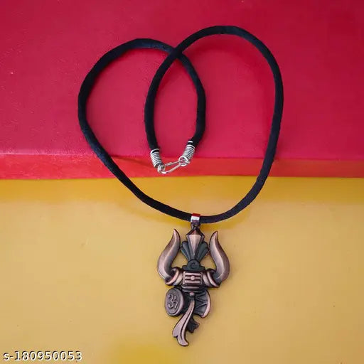 Sullery Lord Shiv Trishul Damaru  With Cotton Dori Copper  Zinc And Metal Pendant Necklace Chain For Men And Women    pendants & lockets