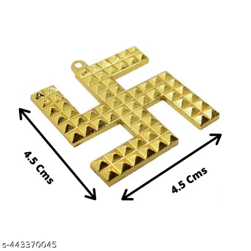 Vastu Brass Swastik Wall Hanging Yantra for Door Entrance 2 Inch (Pack of 2)(Golden)