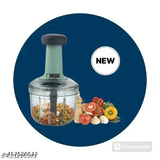 REVOLUTION EXIM 900ml Large Quick & Powerful Hand Held Food Chopper to Chop & Cut Fruits, Vegetables, Herbs, Onions for Salsa, Salad, Pesto, Hummus, Guacamole (Premium) | 3 Stainless Steel Blades