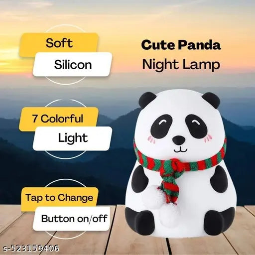 Panda Night Lamp | LED Rechargeable Panda Cute Lamp with 7 Colors Squishy Colors-Changing Feature | Perfect Decoration for Home Toddler, Kids, Room Decor, and Bedroom