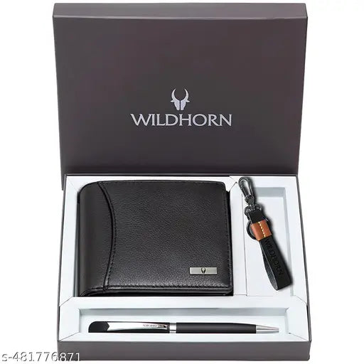 WILDHORN Leather Wallet Pen & Keychain Giftset for Men