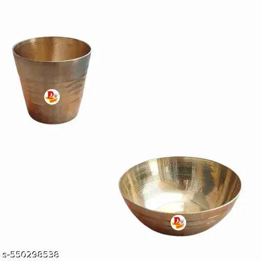 HARIDWAR TRENDS Kanha Ji Bhog Thali, Laddu Gopal Bhog Plate, Bhog Thali Set,  Bhog Thali Set with 1 Katori, 1 Glass, 1 Spoon, Pooja Plates Thali 4 Pcs Set (Size: 5 Inch)