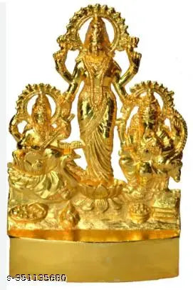 HaridwarDivine | Goddess Laxmi Ganesh Saraswati || Metal Ganesh Laxmi Saraswati Murti Statue Idol in Metal  for Diwali Puja | Temple | Prosperity.