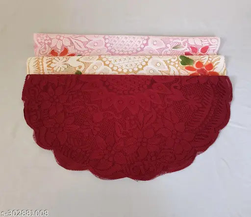 Neelam Decoration of Pooja Thali Flower Design Puja Plate Cover Combo of 3