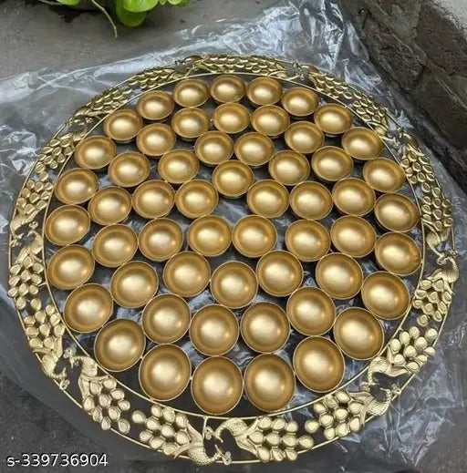 56 Bhog Thali For Offering Sweets To Diety Thali For Pooja Pooja Thali Set For Home Mandir Pooja thali New Peacock Design ( Size 20nch )