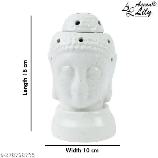 AL Asian Lily® Oil Burner, buddha Ceramic Electric Oil Diffuser Set Aroma Air Freshener with 2 Fragrance Oil 10ml Each for Living Room & Home Table Decor (4*3 Inch)