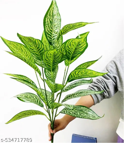 Artificial Croton Plant Ornamental Artificial Plant Pot, Natural Looking Indoor And Outdoor Plant For Interior Décor Home Décor Office Décor - 1 Pcs Without Pot (Green)