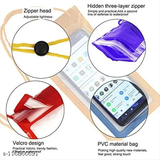 Waterproof Mobile Cover Pouch | Cell Phone case | Mobile Cases | Waterproof Phone Pouch for All Mobile Cover up to 6.5 inch, Transparent (Pack of 5 Pc)