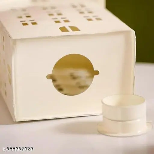 Candle white House-Shaped Metal Lantern with Handle | Special Decorative Candle Holder for Tealight & Scented Candles | Indoor/Outdoor Ambient Lighting