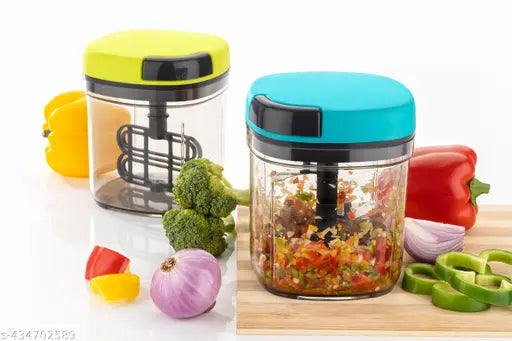 Stysol Buy 1 Get 1 Free 750ml + 1100ML Large Quick & Easy Push Chopper Push N Chop Hand Press Vegetable Dori Chopper with Easy Push and Close Premium Quality