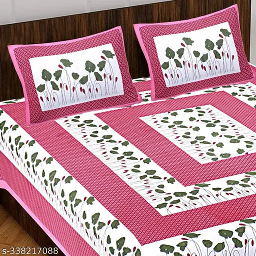 Jaipuri 100% Cotton King Size Bedsheet For Double Bed With 2 #Matching Pillow Covers