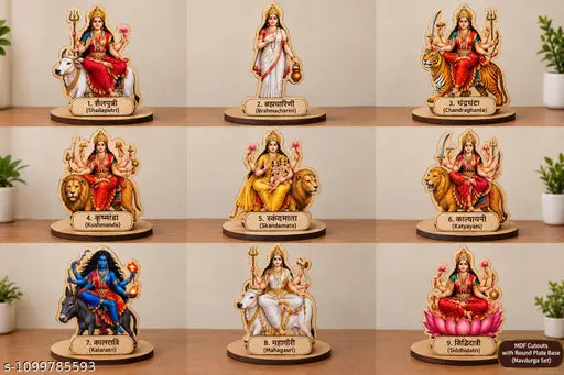Navratri 9 Devi Idol Set – 9 Wooden God Idols