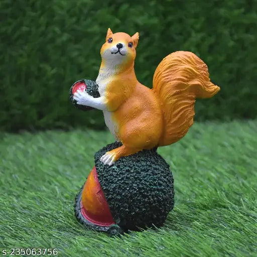 Squirrel Eating Nuts Resin Showpiece for Garden Decor, Home, Gift