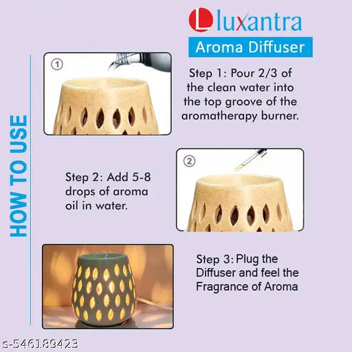 Luxantra Air Freshener Premium Ivory color Handcrafted Electric Ceramic Aroma Diffuser Oil Burner | Camphor/Aroma/Essential Oil Diffuser | New Scented Oil Diffusers