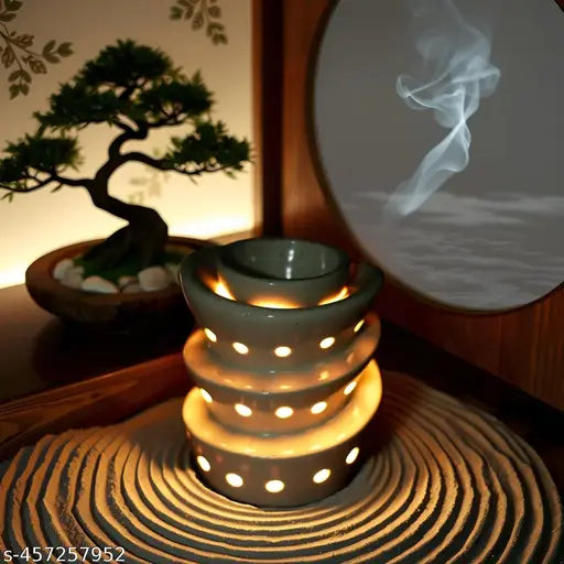 Kraftlik Handicrafts Ancient Softy Shape Electric Ceramic Aroma Oil Diffuser Burner | Electric Fragrance Diffuser Burner with Oil for Room/Office/Home Decor(ARM-Softy) (pack of 1)