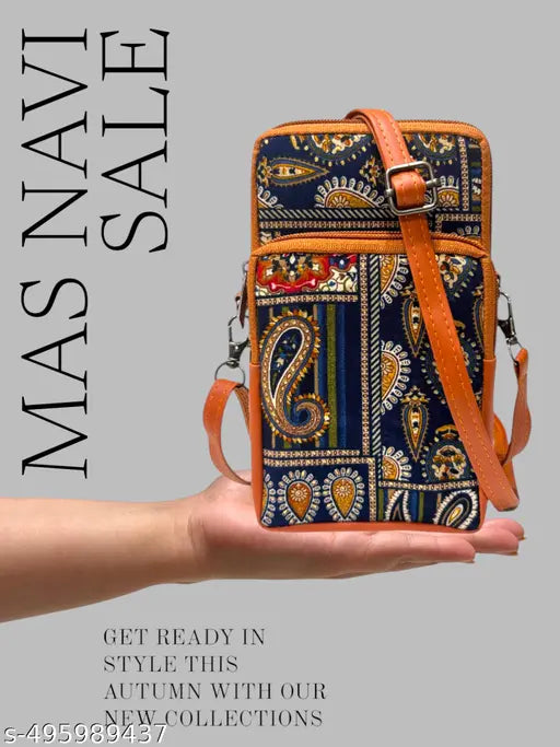 Mas navi Blue Sling Bag For Carry Mobile Design for Women & Girl
