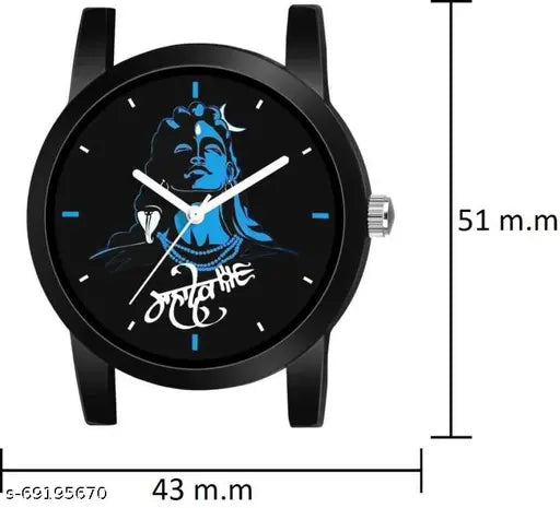MAHADEV+BLACK LEATHER 583-J-42 Dial Analog Black Rubbers Strap With Mahadev