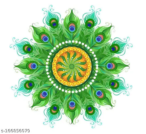 Decor villa Diwali Floor Vinyl PVC Rangoli Wall Floor Table Sticker, Multicolour