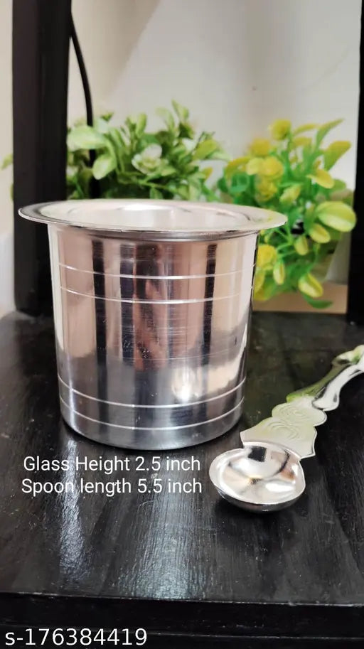 Anvika Fashions Panchapatra Set of Glass + Spoon