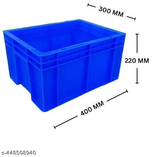 Mahira Heavy Duty Blue Plastic Crate 40x30x22 CM | Multipurpose Storage Bin | Shelf Basket for Vegetables, Fruits, Milk.